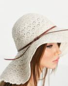 French Connection Cotton Patterned Floppy Hat In Natural-neutral