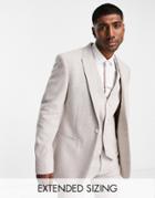 Asos Design Super Skinny Wool Mix Suit Jacket In Blush Pink Twill