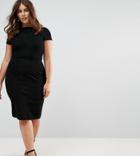 Closet London Plus Structured Plisse Pencil Dress - Black