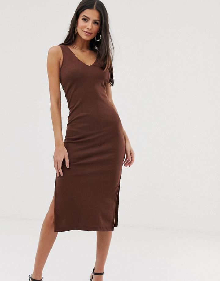 Ax Paris Bodycon Midi Dress-brown