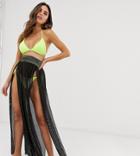 Glamorous Exclusive Mesh Split Beach Skirt In Black