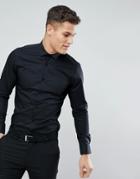 Moss London Extra Slim Smart Shirt With Stretch - Black