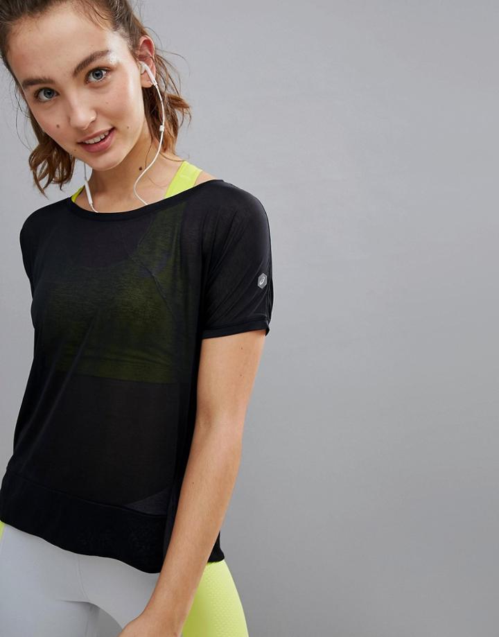 Asics Running Crop Front Tee In Black - Black