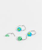 Asos Design 2-pack Hoop Earrings With Spike And Ball Design In Silver Tone