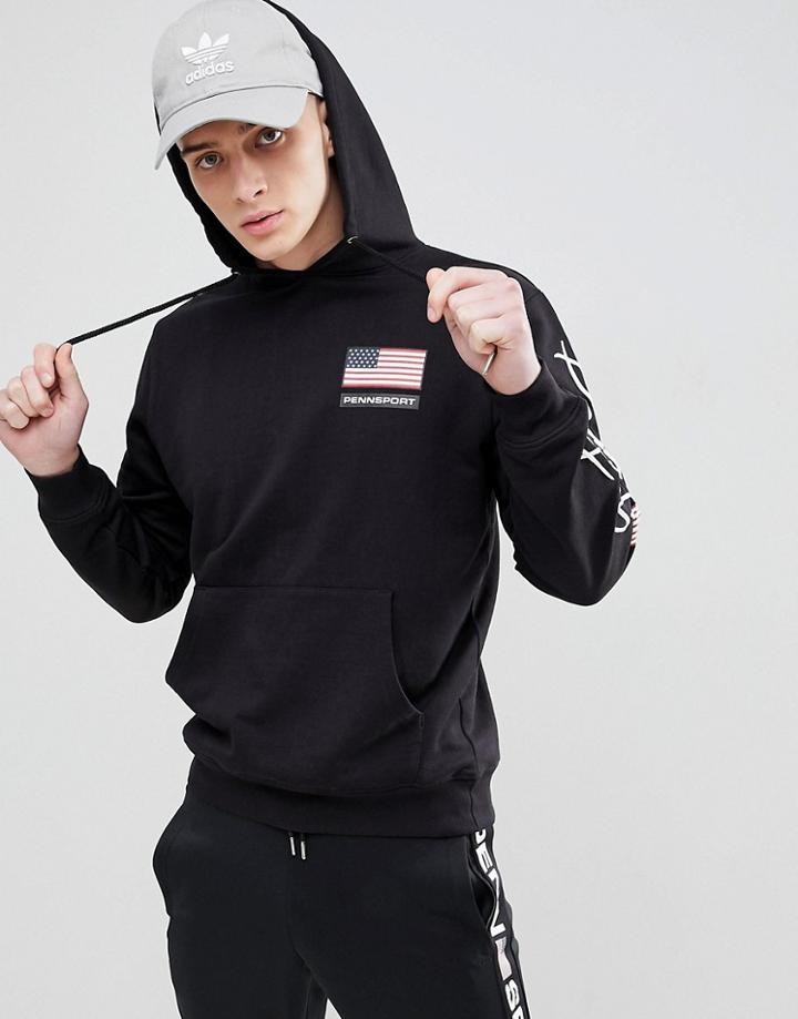 Penn Sport Muscle Hoodie With Sleeve Print - Black