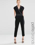 Alter Petite Pyjama Piped Edge Jumpsuit - Black