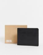 Asos Design Leather Wallet In Black With Internal Coin Wallet