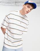 Topman Extreme Oversized T-shirt With Multicolor Stripe In White