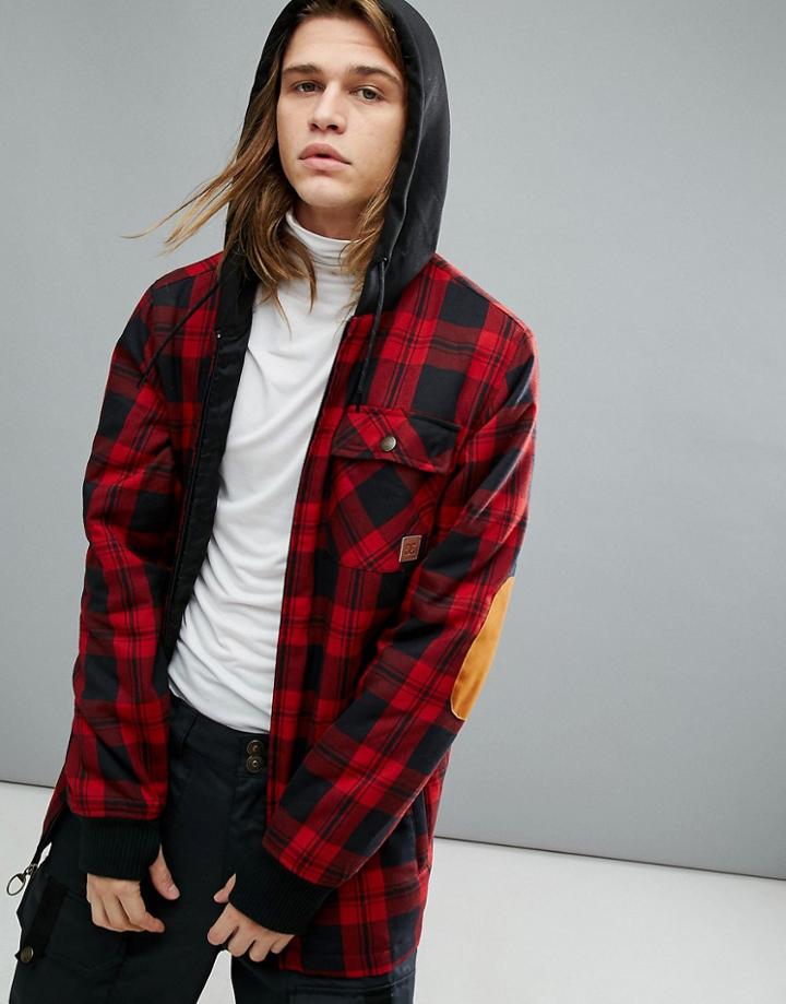 Dc Shoes Snow Backwoods Checked Jacket With Insulated Flannel - Red