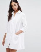 Missguided Pocket Shirt Dress - White