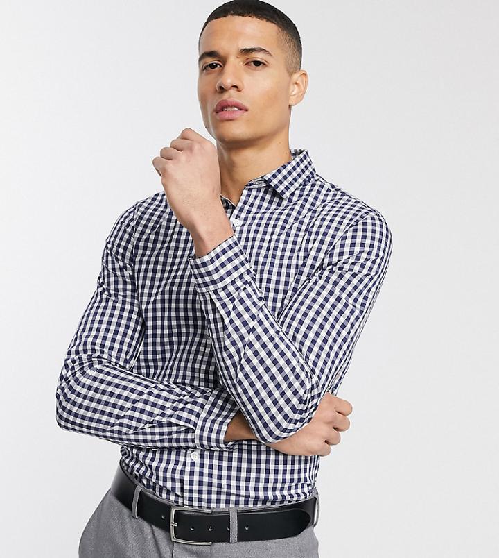 Asos Design Slim Fit Work Check Shirt In Blue-blues