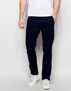 Solid Straight Fit Chinos - Blue
