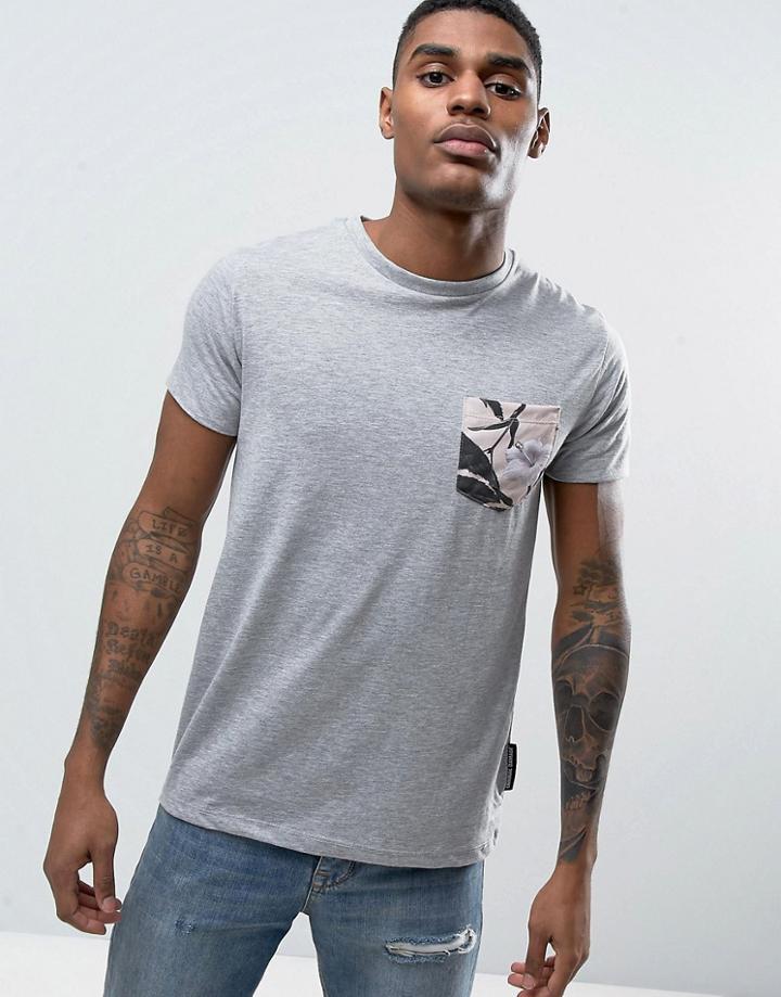 Criminal Damage Chest Pocket T-shirt - Gray