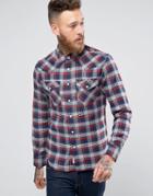 Lee Slim Check Flannel Western Shirt Navy - Navy