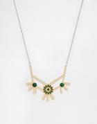 Asos Flower Feather Collar Necklace - Multi