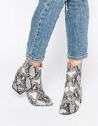 Office Ant Snake Print Heeled Ankle Boots - Gray