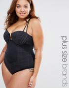Robyn Lawley Burn Out Cross Strap Swimsuit - Black