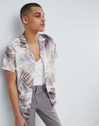 Selected Homme+ Shirt With All Over Print And Revere Collar - White