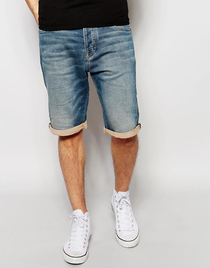 True Religion Stone Wash Short - Blue