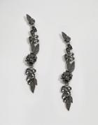 Asos Flower Metal Vine Strand Earrings - Silver