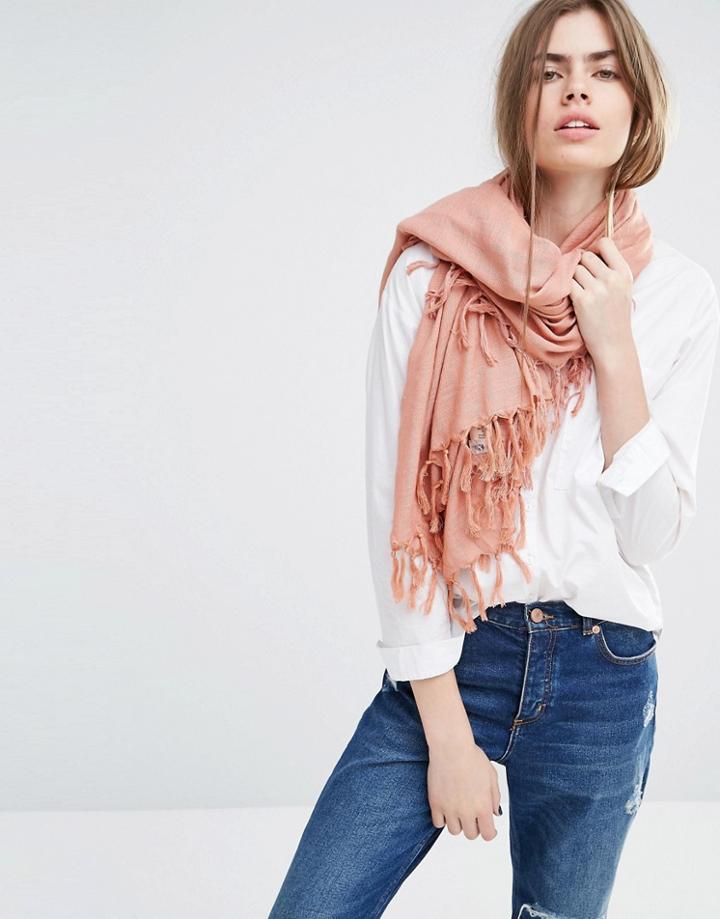 Becksondergaard Oversized Scarf With Tassels - Pink