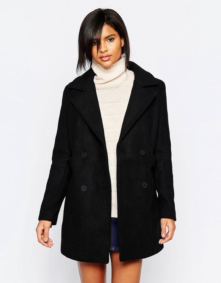 Vila Double Breasted Coat - Black