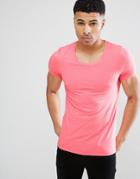 Asos Fitted Fit T-shirt With Scoop Neck And Stretch - Pink