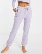 Asos Design Lounge Mix & Match Fluffy Ribbed Sweatpants In Lilac-blues