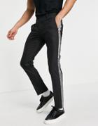 Twisted Tailor Suit Pants With Silver Sequin Tape In Black