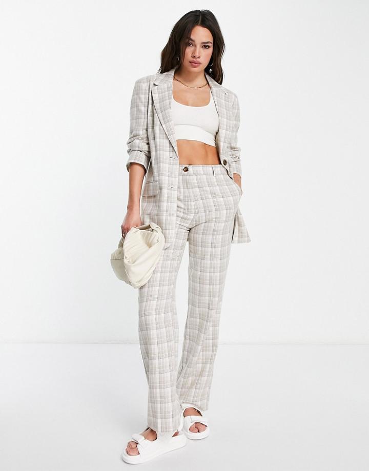 Asos Design Mix & Match Slim Straight Suit Pants In Light Check-multi