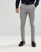 New Look Skinny Fit Suit Pants In Gray Houndstooth - Black
