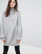 Weekday Cashmere Mix Knit Long Sweater - Gray