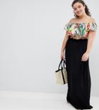 Asos Design Curve Maxi Skirt With Paperbag Waist-black