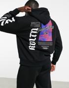 Topman Oversized Hoodie With Back Print In Black