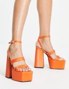 Topshop Rogue High Platform Sandal In Orange