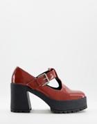 Asos Design Spark Chunky Mary Jane High Shoes In Rust Patent-orange