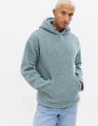 New Look Sherpa Hoodie In Blue