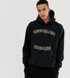 Reclaimed Vintage Inspired Varsity Logo Cropped Hoodie - Black