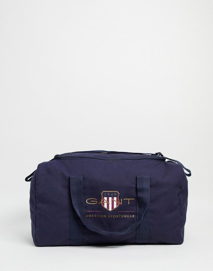 Gant Duffel Bag In Navy With Large Heritage Logo-black