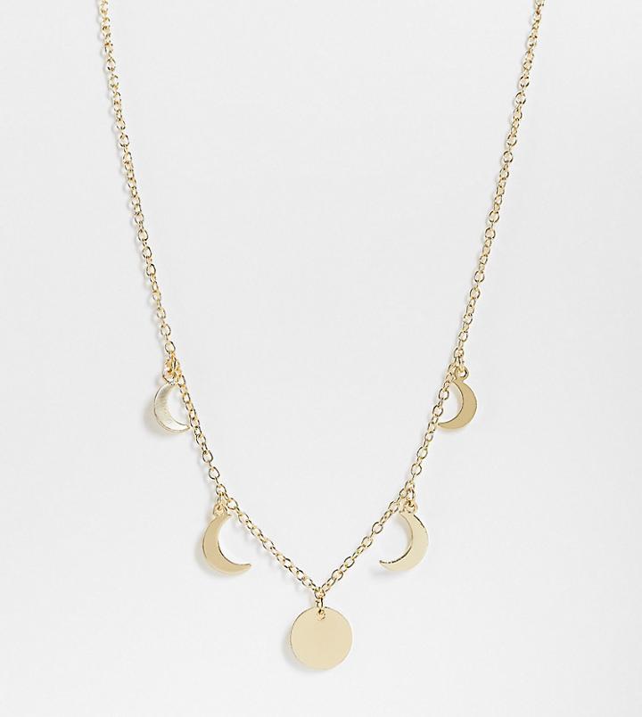 Designb Curve Necklace With Moon And Disc Charms In Gold Tone