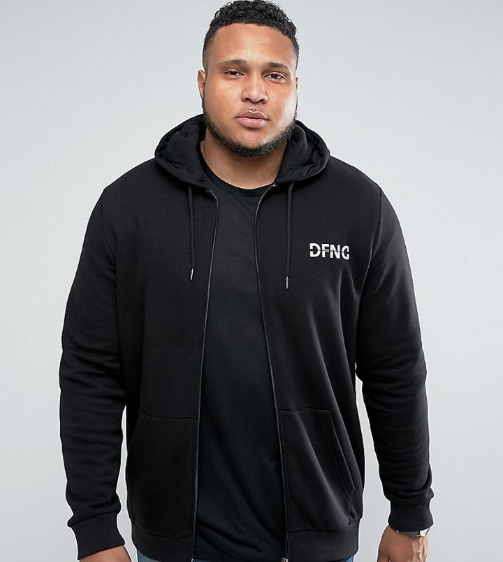 Defend London Zip Up Hoodie In Black With Logo Exclusive To Asos - Black