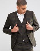 Selected Homme Suit Jacket With Check In Skinny Fit With Stretch - Khaki
