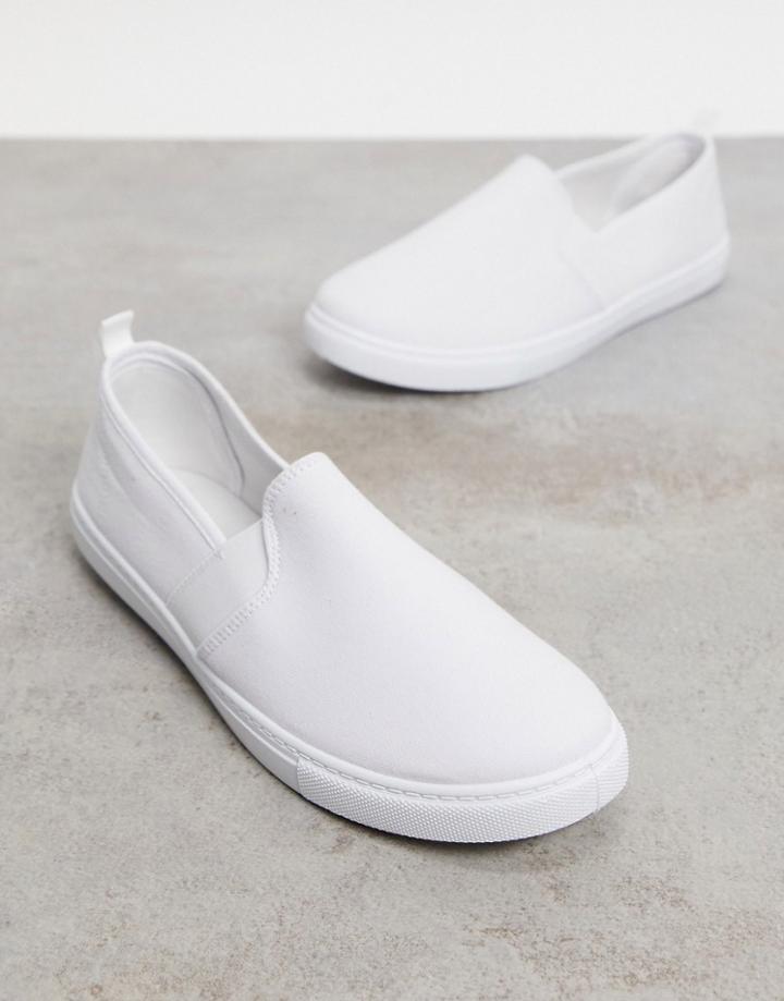 Truffle Collection Canvas Slim On Sneakers In White