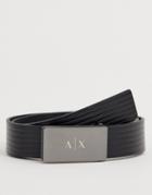 Armani Exchange Leather Logo Buckle Belt In Black - Black