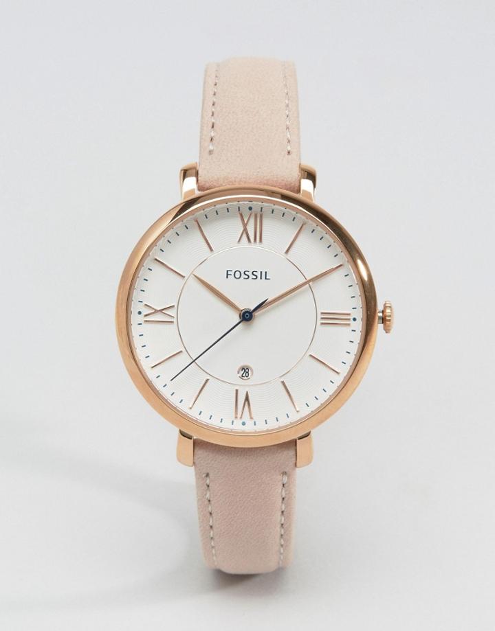 Fossil Blush Leather Jacqueline Watch Es3988 - Pink