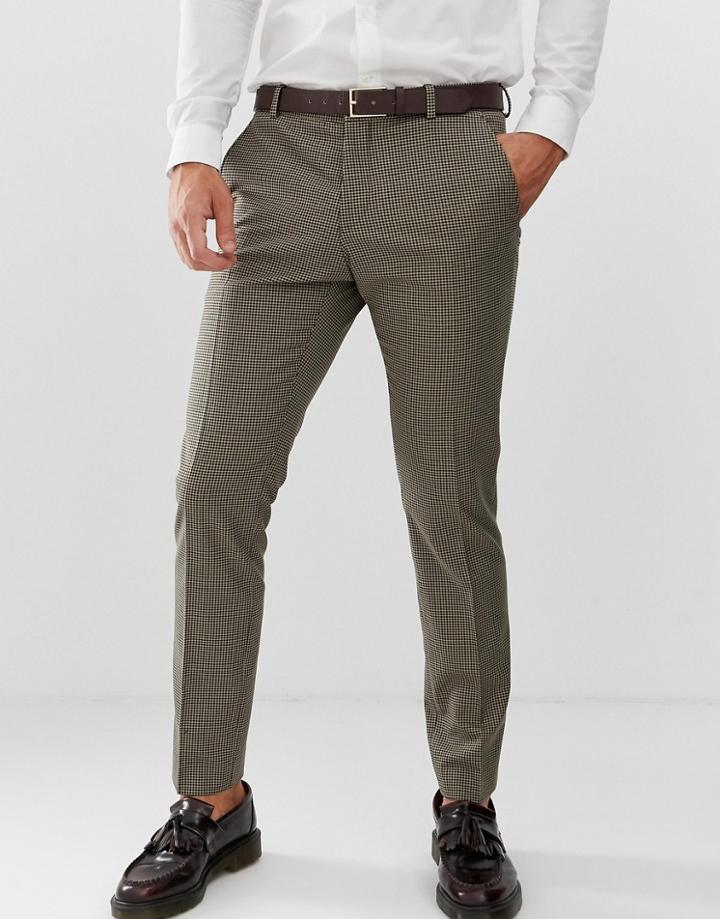 Selected Homme Slim Fit Dog Tooth Suit Pants - Beige