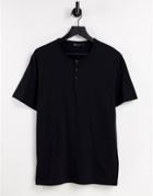 Asos Design T-shirt With Band Collar In Black