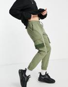 Jack & Jones Intelligence Nylon Tech Cuffed Cargo Pants In Khaki-green