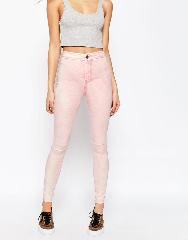 Asos Rivington High Waist Denim Jegging In Mottled Pink - Mottled Pink