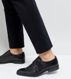 Silver Street Wide Fit Smart Monk Shoes In Black - Black